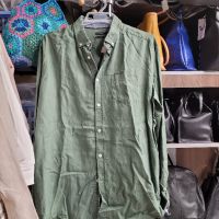мъжка зелена ленена риза- L размер, снимка 6 - Ризи - 45429961