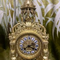 Каминен часовник,антика в стил Louis XV - бронз, емайл, позлатен - 1940-1950 г., снимка 4 - Стенни часовници - 45354654