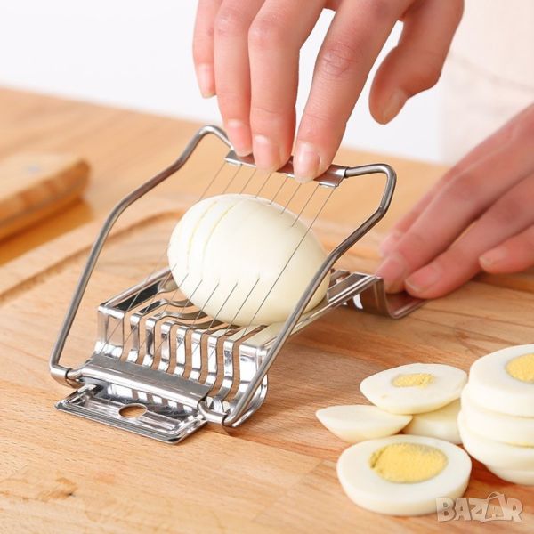 Уред за ръчно рязане на варени яйца от неръждаема стомана, снимка 1