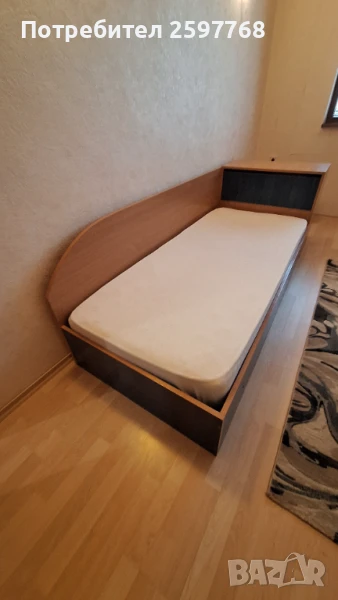 Единично легло с матрак,подматрачна рамка и ракла, снимка 1