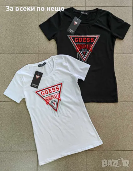 Guess Дамска Тениска👚Дамска Блуза С Къс Ръкав Гес - Бяла И Черна Код A439, снимка 1