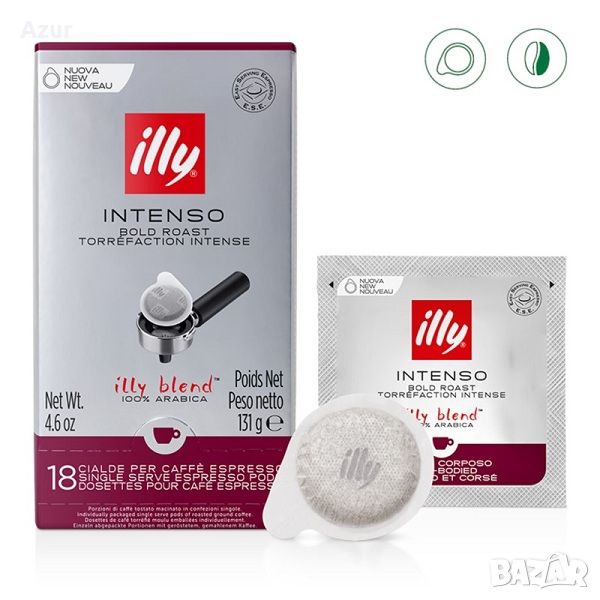 Кафе illy Intenso Dark Roast E.S.E. – биоразградими дози – 18 бр., снимка 1