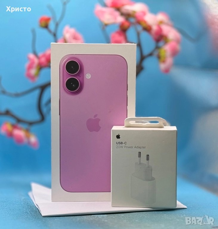 НОВ!!! Apple iPhone 16, 128GB, 5G, Pink + оригинален адаптер Apple  , снимка 1