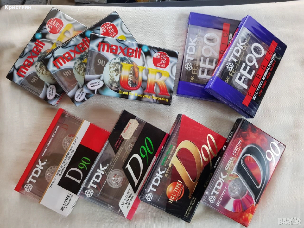 Лот от 9 касети MAXELL UR90, TDK D90 (1988, 1990, 1995, 2002) & FE90, снимка 1