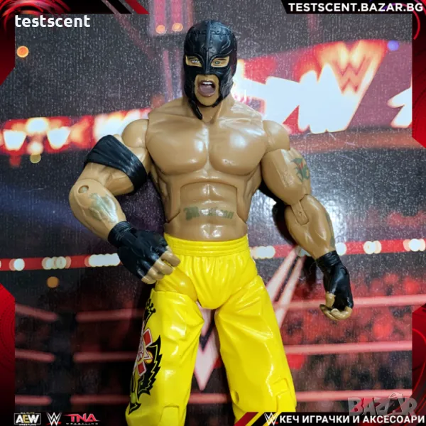 Екшън фигура WWE Rey Mysterio Рей Мистерио Deluxe Aggression Yellow VERY RARE Jakks Pacific , снимка 1