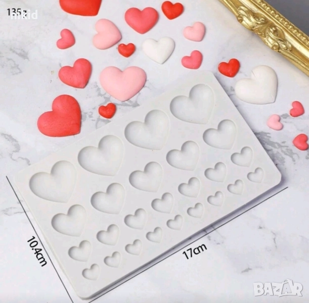 25 различни размери сърце сърца голям силиконов молд форма шоколад гипс , снимка 1