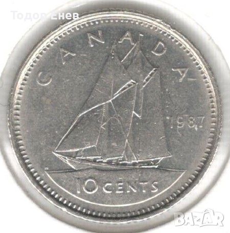 Canada-10 Cents-1987-KM# 77.1-Elizabeth II 2nd portrait, снимка 1