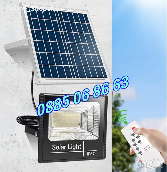 LED прожектор 400W със соларен панел, соларен прожектор 400W, снимка 1