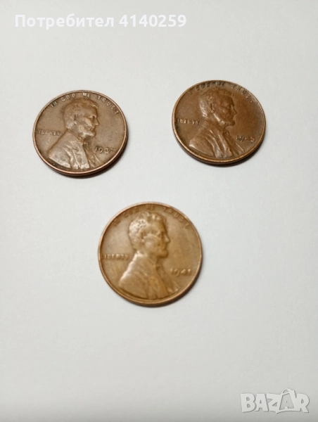 САЩ МОНЕТИ 1 цент 1937 1941 1945 г , снимка 1