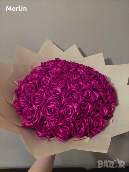 Букети от сатенени рози (вечни рози) - могат да бъдат и блестящи, снимка 1