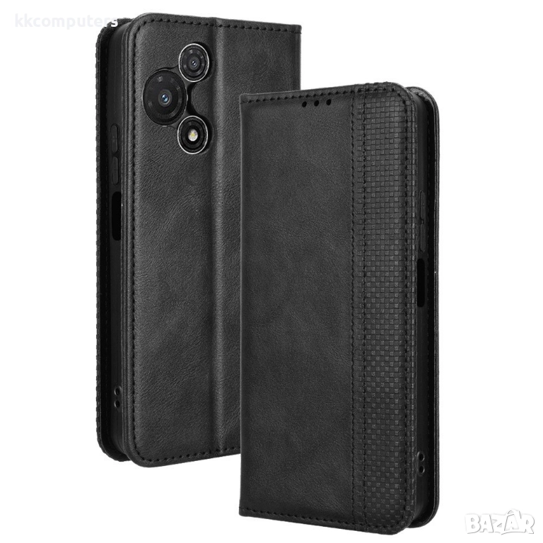 Калъф-портфейл за TCL 60R 5G - Ретро кожен, Мозаечен бордюр, Стойка, 3 слотa за карти, Вкл. Протекто, снимка 1