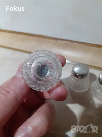 Комплект малки стъклени солнички 3 бр., снимка 5 - Антикварни и старинни предмети - 53347473