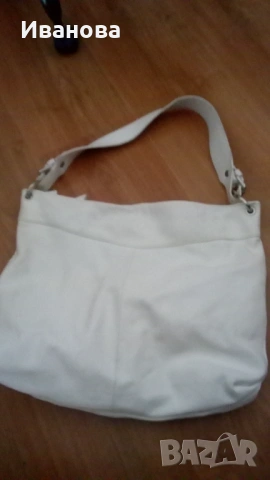 Голяма бяла чанта от естествена кожа, снимка 2 - Чанти - 54017354