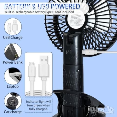 Нов Компактен USB вентилатор с клипс за количка и бюро - Черен охладител, снимка 3 - Други стоки за дома - 45878741