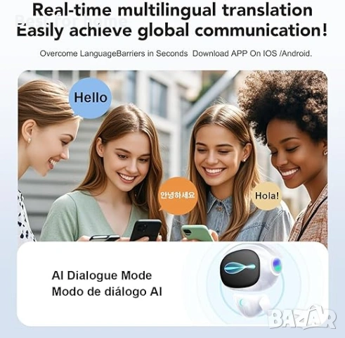 Слушалки M96 с AI превод на езици: Bluetooth 5.4 преводач 3 в 1, 135 езика, снимка 7 - Bluetooth слушалки - 53753207