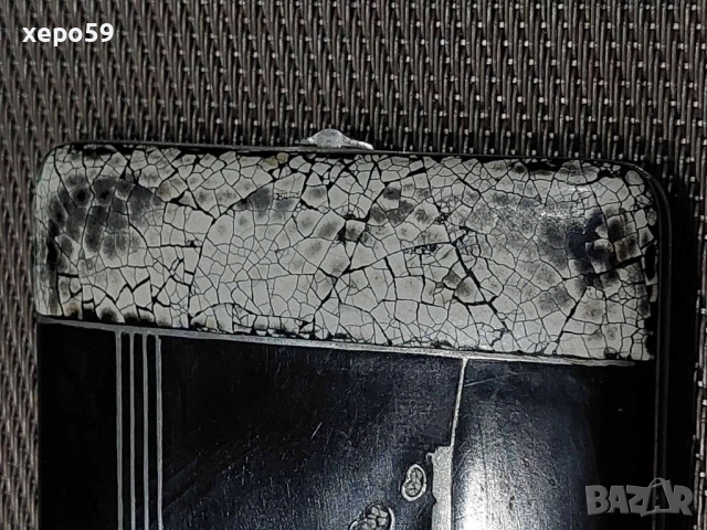 Френска сребърна кутия(табакера) за цигари-арт деко с емайл/техника лак и яйчена черупка/, снимка 4 - Антикварни и старинни предмети - 52579098