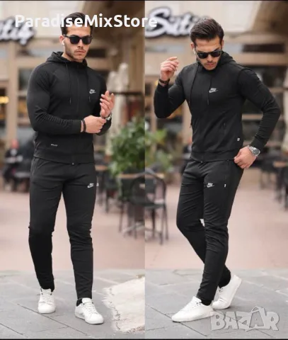 Мъжки черен екип Nike с качулка M,L,XL , снимка 1 - Спортни дрехи, екипи - 47226708