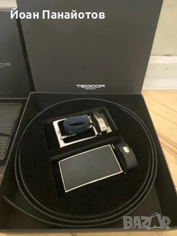 Тъмно син колан и визитник Teodor, снимка 2 - Колани - 54204154