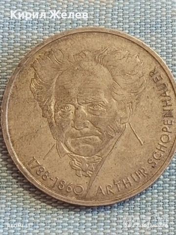 Сребърна монета 10 дойче марки 1988г. ФРГ тема 200г. От рождението на философа  Шопенхауер 42456, снимка 5 - Нумизматика и бонистика - 53657133