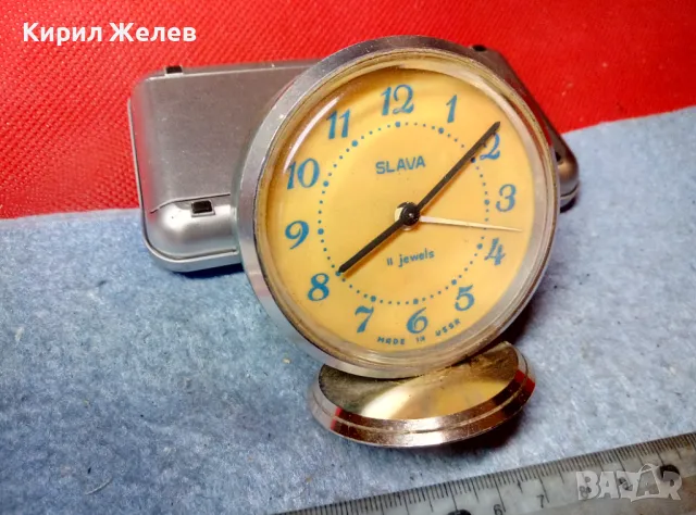 SLAVA 8 JEWELS MADE in USSR Стар КОЛЕКЦИОНЕРСКИ РУСКИ МЕХАНИЧЕН БУДИЛНИК СЛАВА 25904, снимка 6 - Антикварни и старинни предмети - 47656811