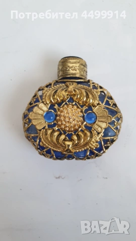 Старо стъклено шишенце за парфюм с обков и камъни, снимка 5 - Антикварни и старинни предмети - 53765621