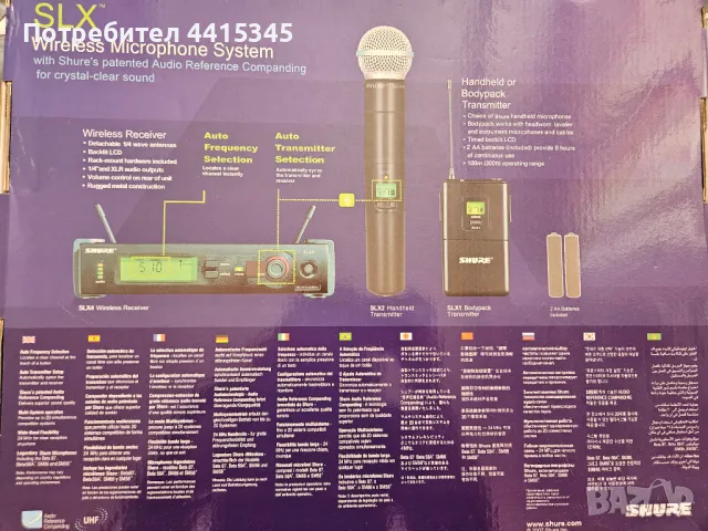 Безжичен микрофон SLX2/Beta58:  динамичен, суперкардиоиден ,LCD екран, снимка 4 - Микрофони - 49581434