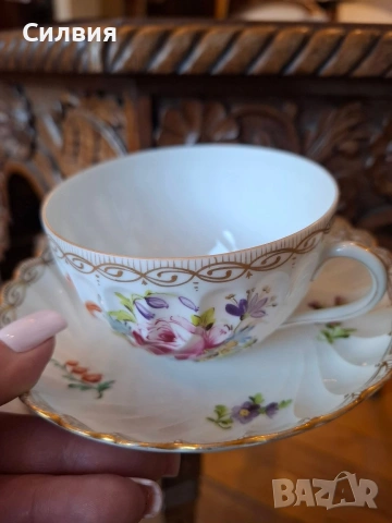 Порцеланова чаша с чинийка , снимка 4 - Чаши - 54270656
