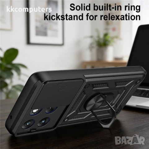 Калъф за Motorola Edge 70 Fusion+ 5G / Fusion 5G с Капаче за Камера и Стойка - PC+TPU, Военна защита, снимка 9 - Калъфи, кейсове - 54120294