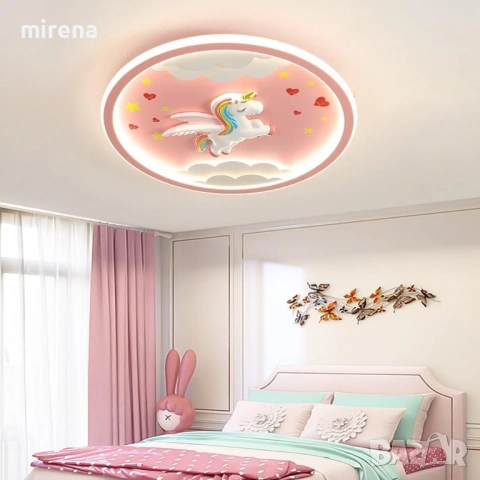 LED лед лампа осветление розов полилей, димируема еднорог детска н236, снимка 7 - Лампи за таван - 53838428