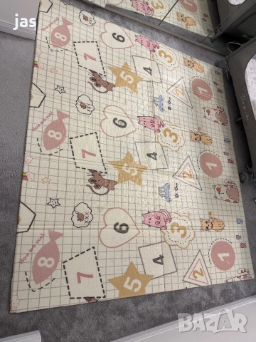 Двулицев образователен килим за игра в бежово - 180х200