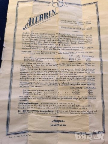Стара опаковка лекарство от 1940 година лекарство против малария , снимка 5 - Антикварни и старинни предмети - 53260360