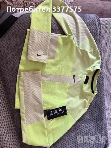 Nike горнище crop top неоново зелено, снимка 5 - Спортни екипи - 45243555