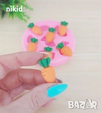 5 вида малки моркова моркови морковчета морков силиконов молд форма фондан шоколад декор, снимка 2 - Форми - 54240708