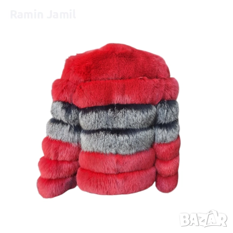 Палта от лицева агнешка кожа и косъм естествена лисица., снимка 4 - Палта, манта - 51545211