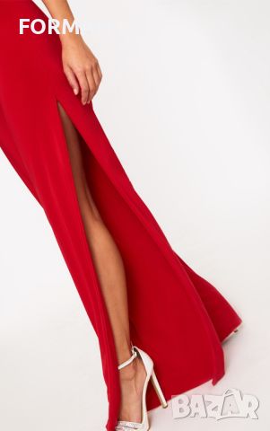 УНИКАЛЕН панталон с отворен встрани широк крачол в червен цвят , снимка 3 - Панталони - 45261905