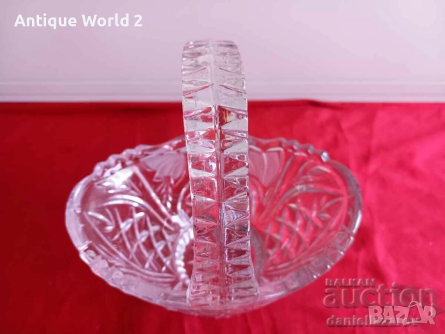 Кристално Стъкло Кошница , Бисквитиера Фруктиера, снимка 2 - Антикварни и старинни предмети - 53228035