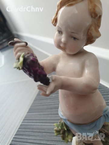 чифт2бр Capodimonte статуетки 20см/стари Каподимонте порцеланови фигури на голи ангели-херувими, снимка 7 - Статуетки - 52973233