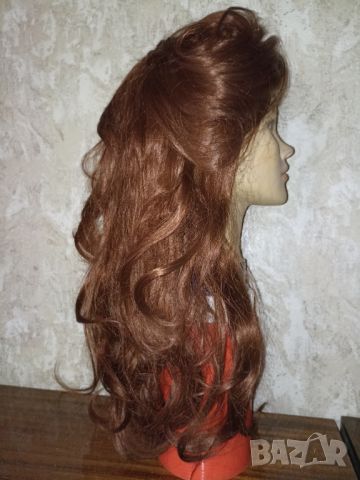 Дълга кестенява чуплива перука, снимка 3 - Аксесоари за коса - 45088416