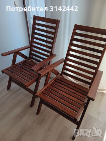 Градинска маса с 6 стола и две градински сгъваеми дървени кресла, снимка 1 - Градински мебели, декорация  - 46416898
