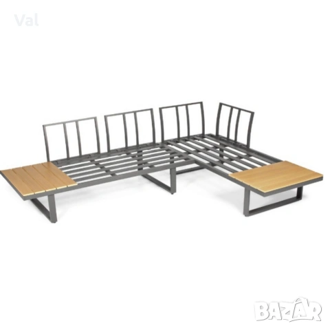 Градински комплект KANZA - модулен ъглов диван от алуминий с удобни възглавници и маса