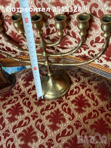 стар месингов еврейски свещник менора, снимка 5 - Други ценни предмети - 52810741