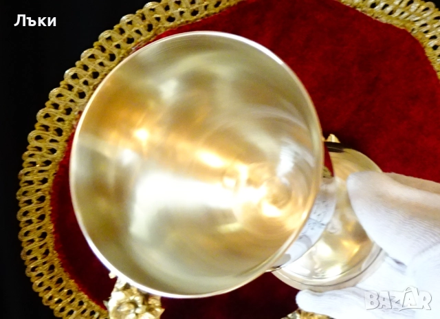 Бронзов бокал,чаша за вино с лоза и зряло грозде,200 мл. , снимка 3 - Антикварни и старинни предмети - 52793936