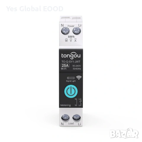 TONGOU WiFi Smart Switch 25A DIN с измерване, снимка 2 - Друга електроника - 54001647