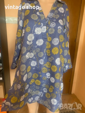 Ленена рокля( туника) с флорален десен