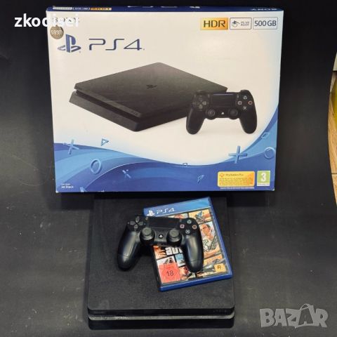 Sony Play Station 4 SLIM с 1 бр. джойстика и 1 бр. игра, снимка 1 - PlayStation конзоли - 46005193