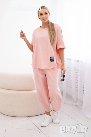 Дамски памучен комплект блуза + панталон, 13цвята , снимка 11 - Комплекти - 46468554