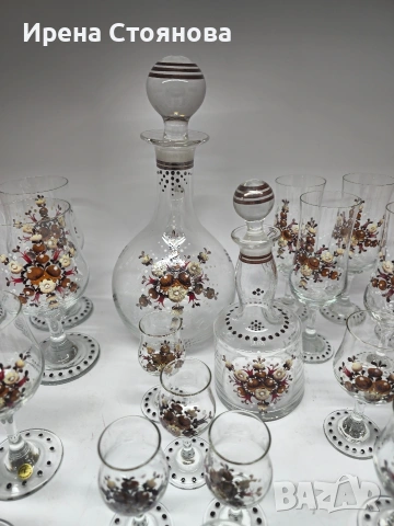 Комплект ръчно рисувани чаши за ликьор, ракия, вино, шампанско. Rattenberg Tirol K Glass, снимка 15 - Чаши - 53391065