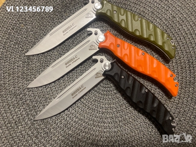 Руски сгъваем нож НОКС Финка-С, дизайн А.Бирюков - ЧЕРЕН, снимка 2 - Ножове - 53808610
