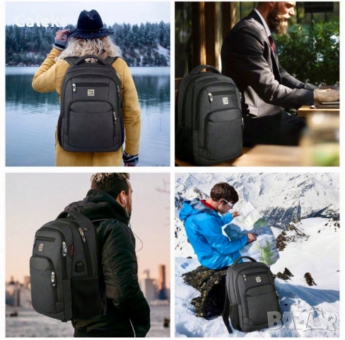 Елегантна, модерна и стилна мъжка офис чанта за лаптоп /Черна естествена кожа!, снимка 3 - Раници - 52023496