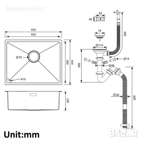 ПРОМОЦИЯ Кухненска мивка от неръждаема стомана с нано покритие 913258-06-JHG0606, снимка 6 - Мивки - 51128365